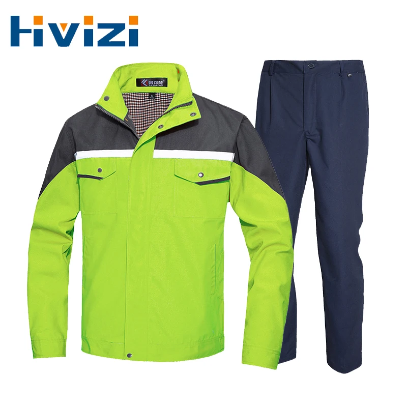 Work Jacket and Pants Set High Visibility Workwear Work Suits Industrial for Men Reflective Worker Wear Repairman Clothing