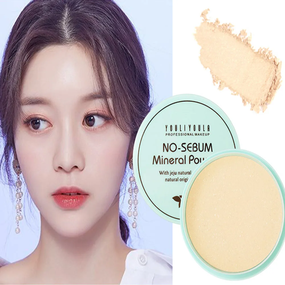 Natural Face Setting Powder Cushion Compact Powder Oil-Control 3 Colors Matte Smooth Finish Concealer Makeup Pressed Powder