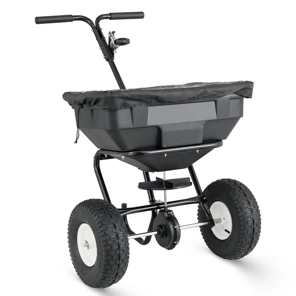 Zoutstrooier Walk Behind Push Lawn & Garden Broadcast Spreader Ice Melt Spreader Zaadstrooiers Groot gazon 125 pond capaciteit)