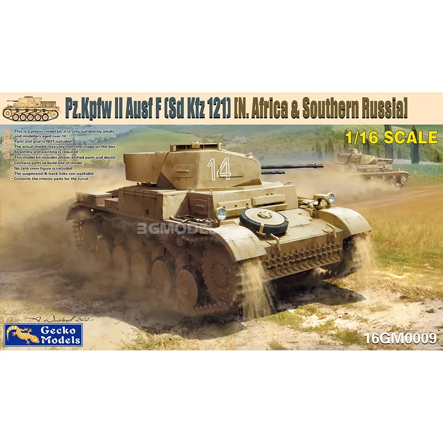 Gecko model   Plastic Assembly Scale Model Kit  16GM0009 Pz.kpfw II（Sd.Kfz.121）Ausf.F North Africa & Italian Front 1/16