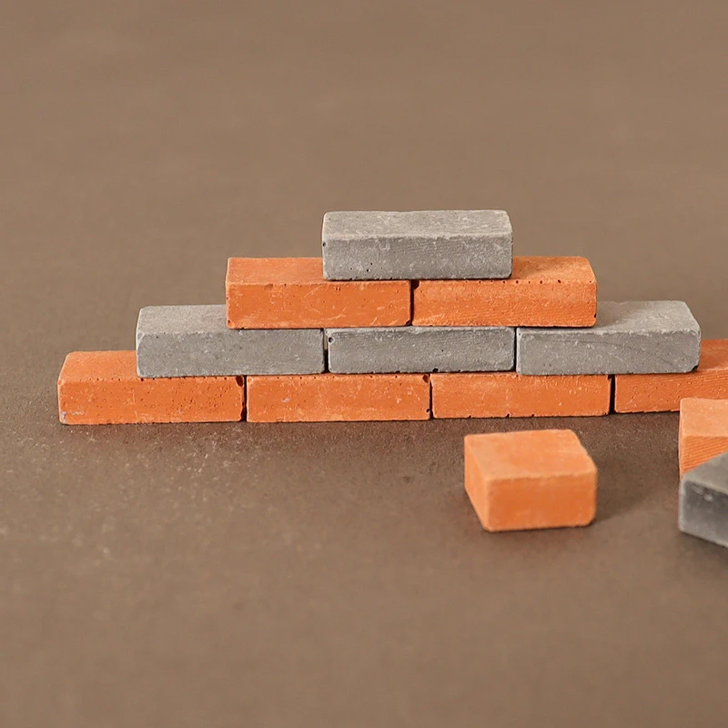 20pcs/set 1:12 Scale Red/Grey Bricks For Landscaping Miniature Bricks Brick Wall Small Bricks For Dollhouse Garden Parts