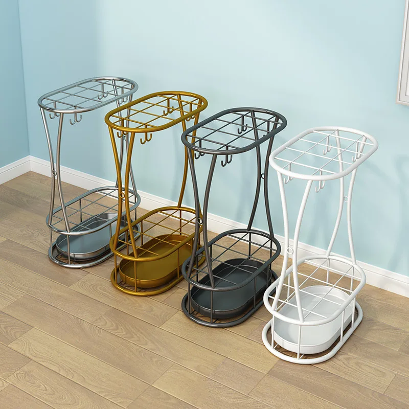 Indoor Umbrella Stand Sturdy Storage Box Iron Multifunction Keep Floors Dry and Tidy Convenient Umbrella Rack for Entryway Hotel