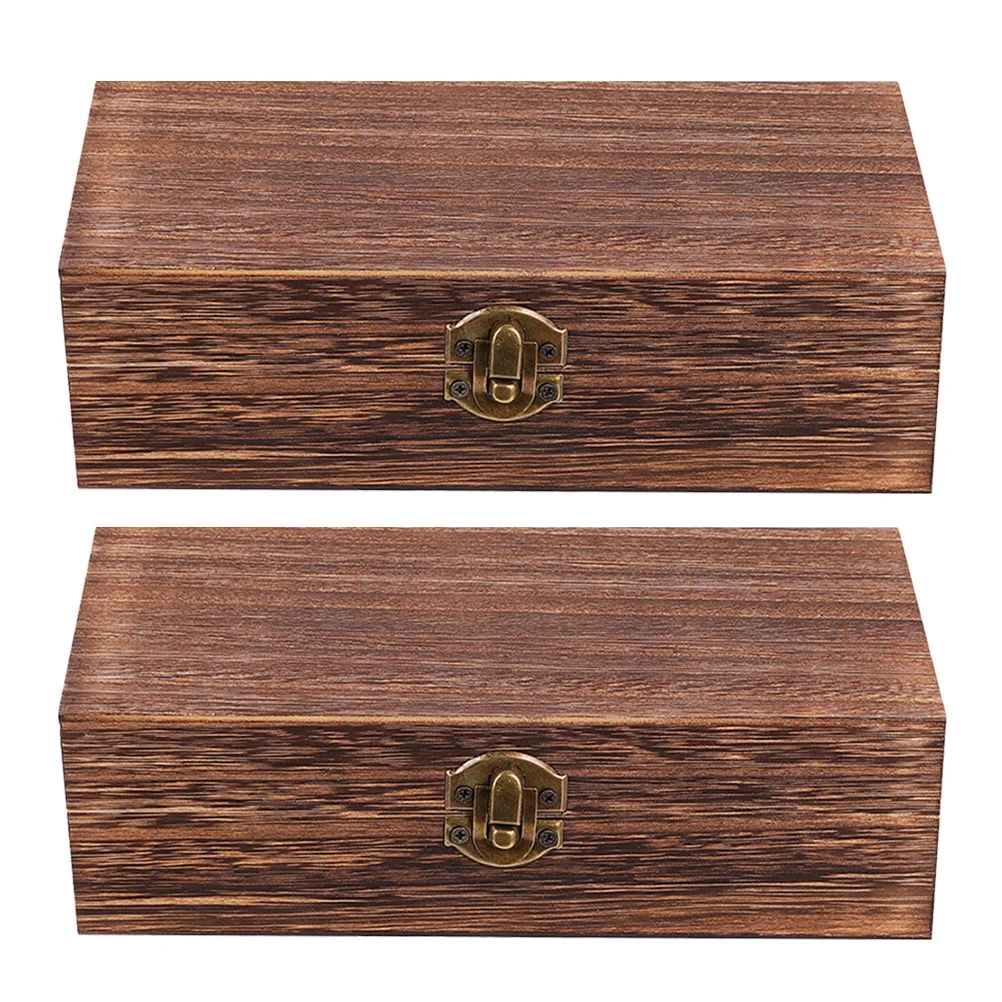 

2Pcs Retro Wooden Storage Box Distressed Finish Keepsake Chest Decorative Wooden Chest for Trinkets Accessories