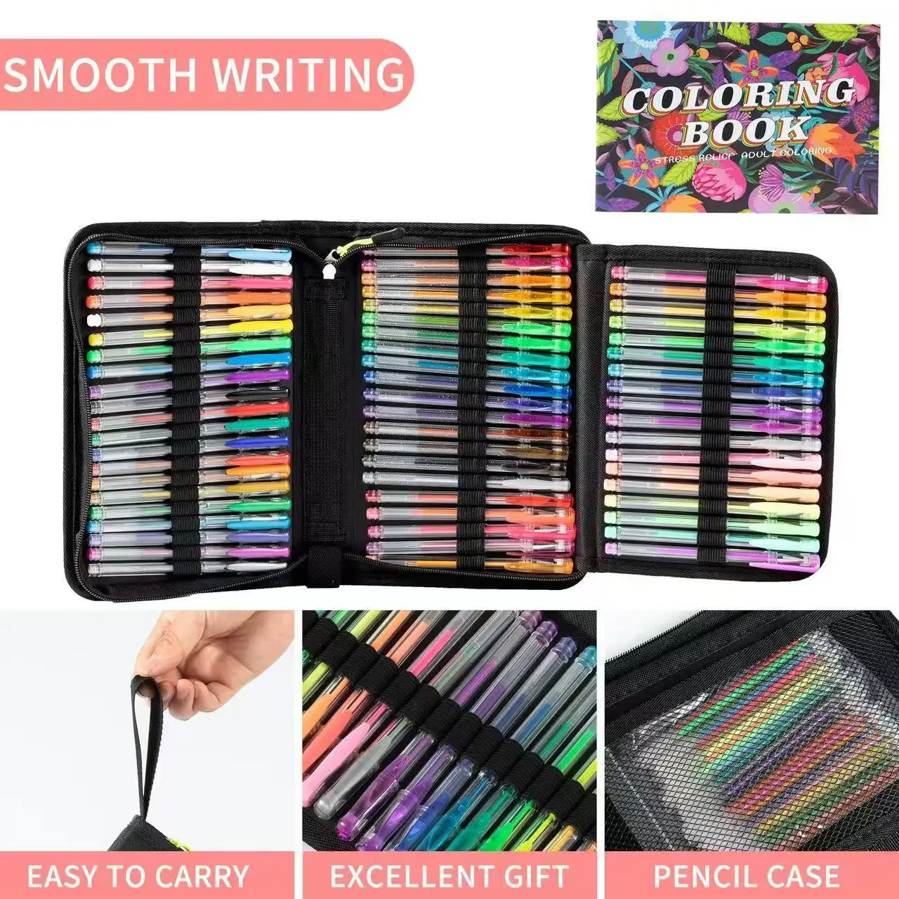 60 Colors Metallic Glitter Fluorescent Color Gel Pen for School Office with Coloring Book Journals Drawing Stationery Art Set