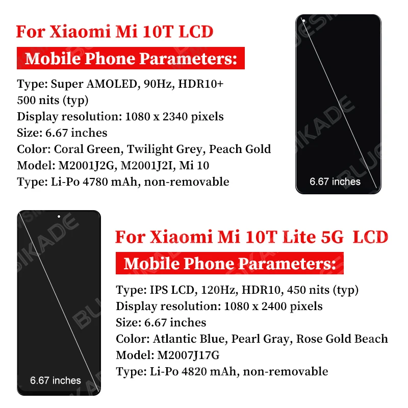 For Xiaomi Mi 10T Lite 5G LCD Replace Parts For Xiaomi Mi 10T 5G LCD Mi 10T Pro 5G Display Redmi K30S Touch Screen Digitizer