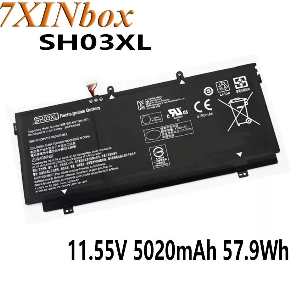 7XINbox SH03XL CN03XL 11.55V 5020mAh 57.9Wh Laptop Battery For HP Spectre X360 13-AC 13-W000 HSTNN-LB7L ﻿