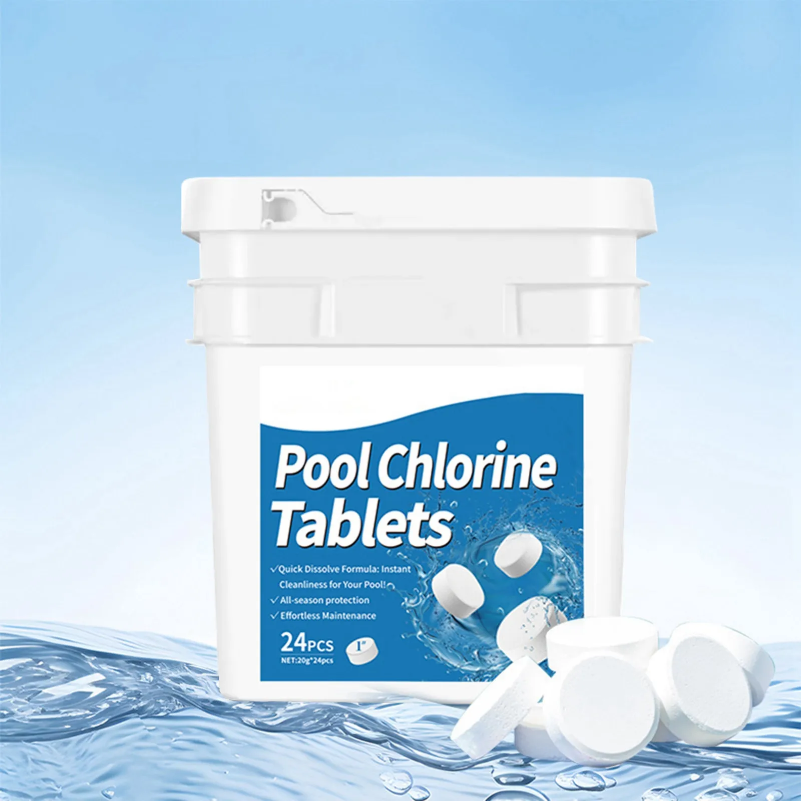 24 uds/botella de clorinas para piscina, tabletas de cloro y bromo, limpiador para natación, Spa, suministros de limpieza para piscinas domésticas