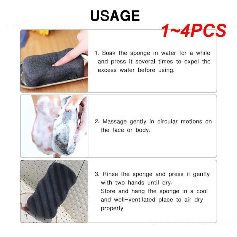 1~4PCS Konjac Natural Gentle Body Exfoliator Body Exfoliating Scrub Soft Bath Sponge Bestselling Dead Skin Remove