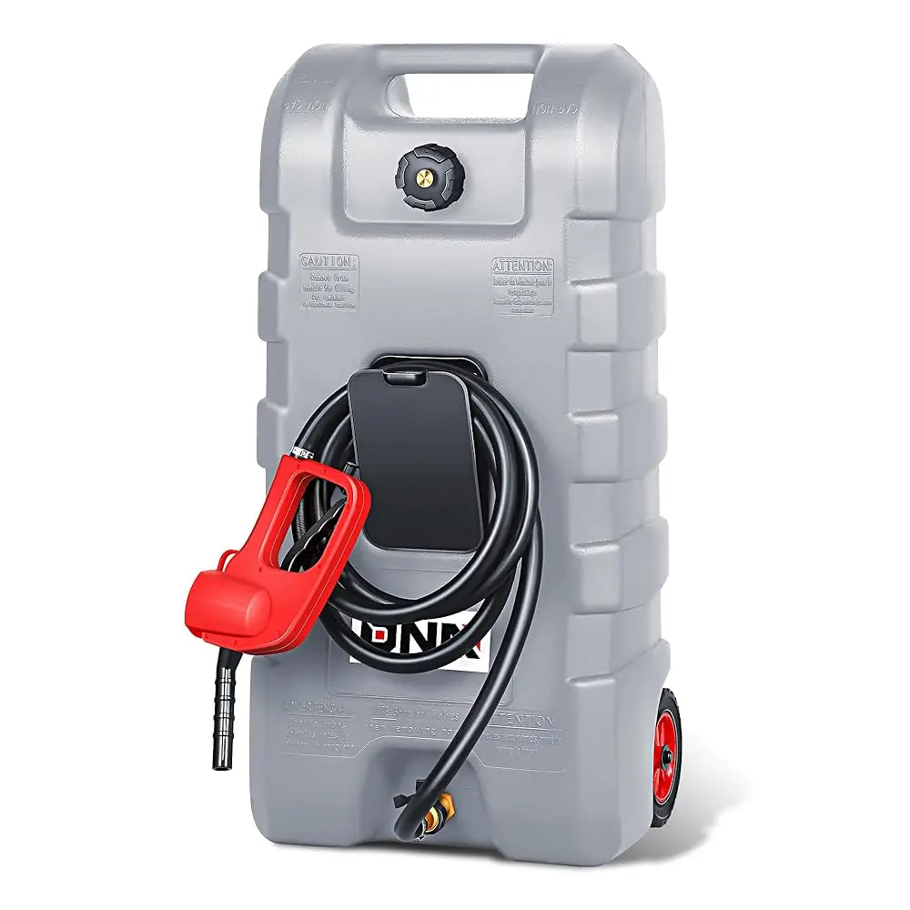 

‎ 58L Portable Fuel Caddy Tank Container for Gasoline Diesel Light Oil,13 Gallon, 2 Gal/Min,Grey,TOOLS-00302