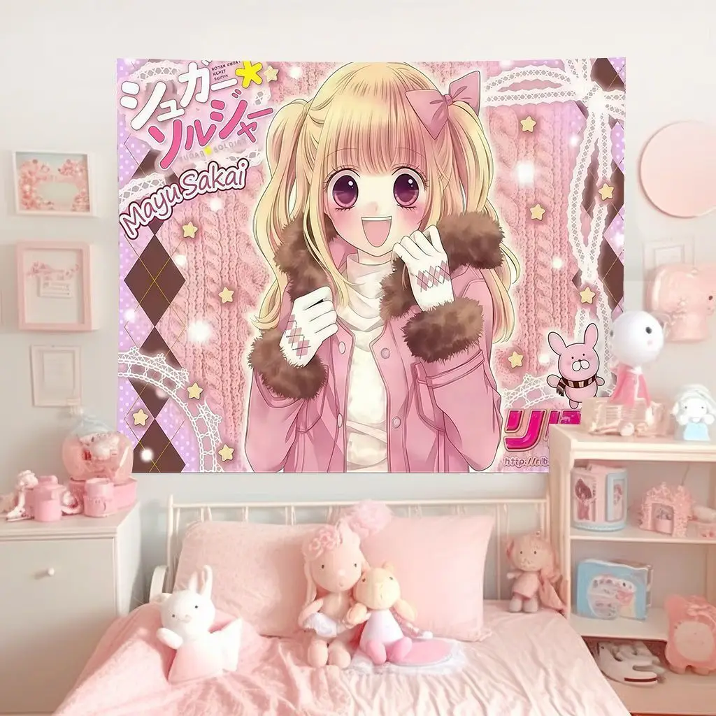 Dorm Background Tapestry, Cute Girl Hanging Cloth, Anime Wall Tapestry, Bedroom Live Stream Decoration Cloth, Tapestry Hanging f