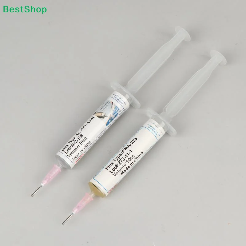 Syringe Solder Paste Flux With Plunger Needle Tip Easy Control No Waste No Clean Soldering Flux For BGA PGA SM