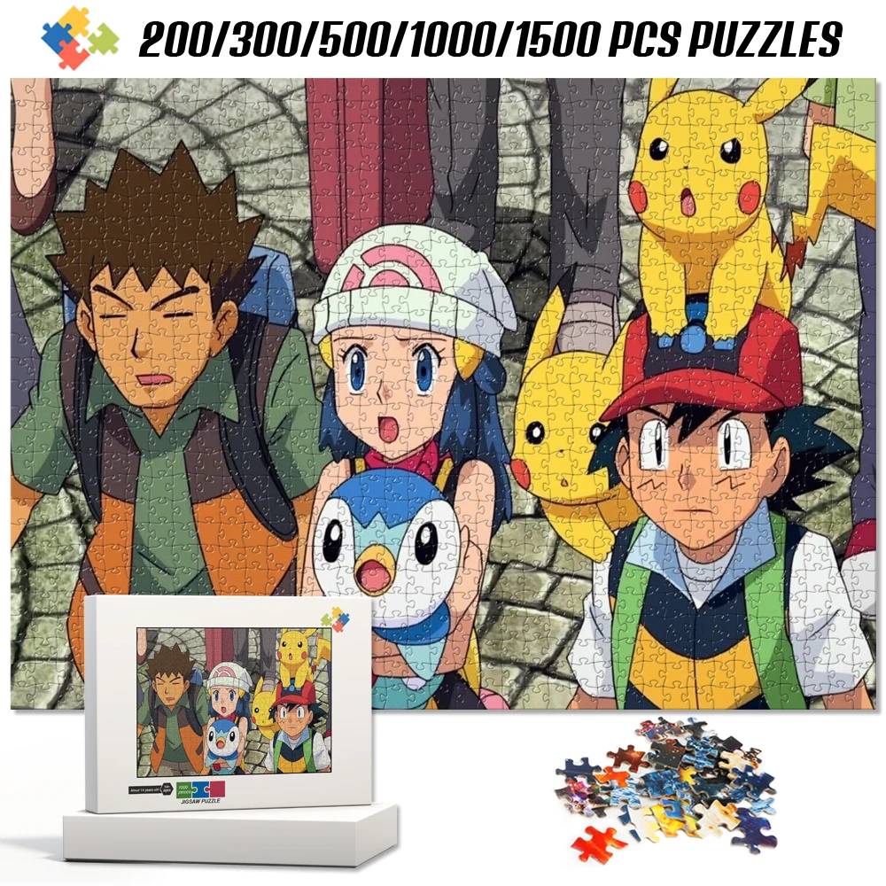 Montessori Learning & Play Toys for Children Pokemon Anime Characters 1000 Pieces Jigsaw Puzzle Adults Fun Relaxing Pastime Game