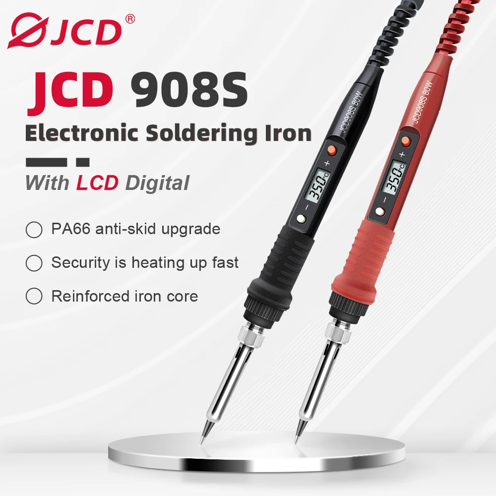 JCD 80W Electric Soldering Iron LCD Display Adjustable temperature Ceramic Heating Core 220V/110V Soldering Tool Kit 908S