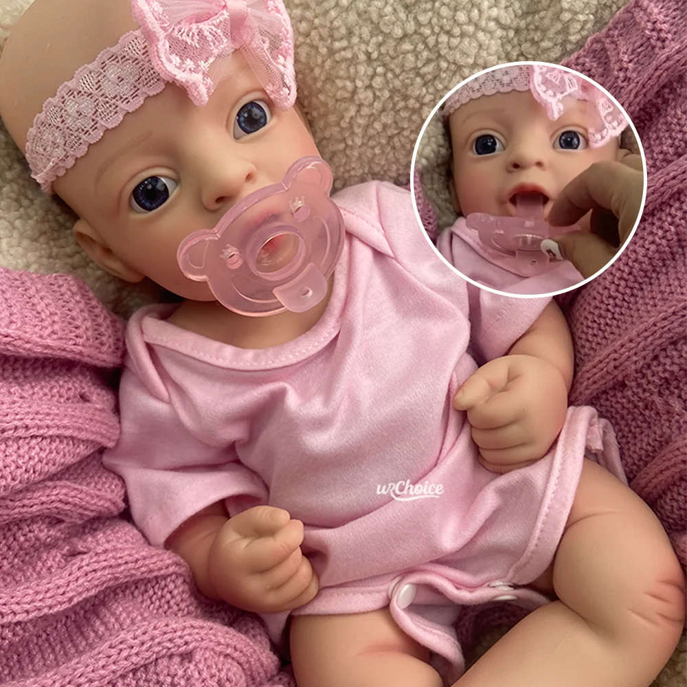 

17" Open Mouth Soft Silicone Bebe Reborn Girl Doll Painted Skin Lifelike Newborn Girl Doll For Christmas Gift & Doll Enthusiasts