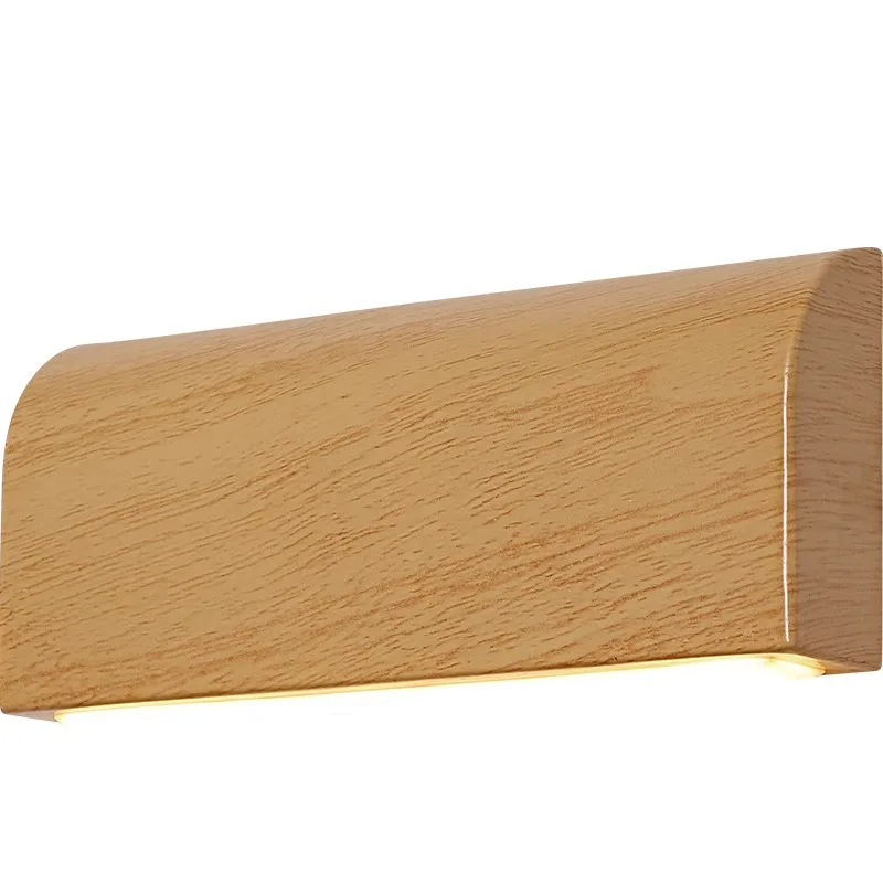 

Nordic walnut wood grain wall lamp minimalist style ins bedroom bedside living room