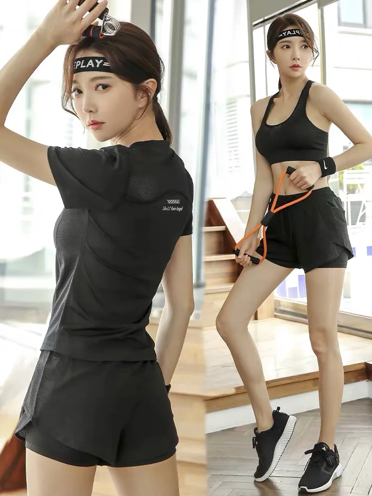 ملابس رياضية لليوجا صيفية رفيعة للنساء من Qui Dry قابلة للتنفس للتخسيس في الهواء الطلق، مجموعة ملابس الجري الصباحية