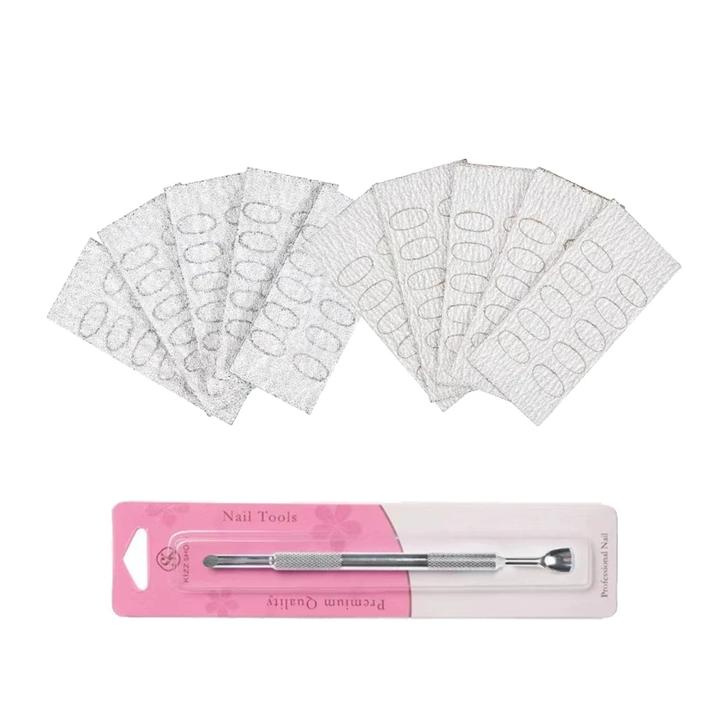 Cuticle Pusher Self-adhesive Sand Flakes File Trimming Nails Pre Polishing Sandpaper Set Manicure Treatments Tool