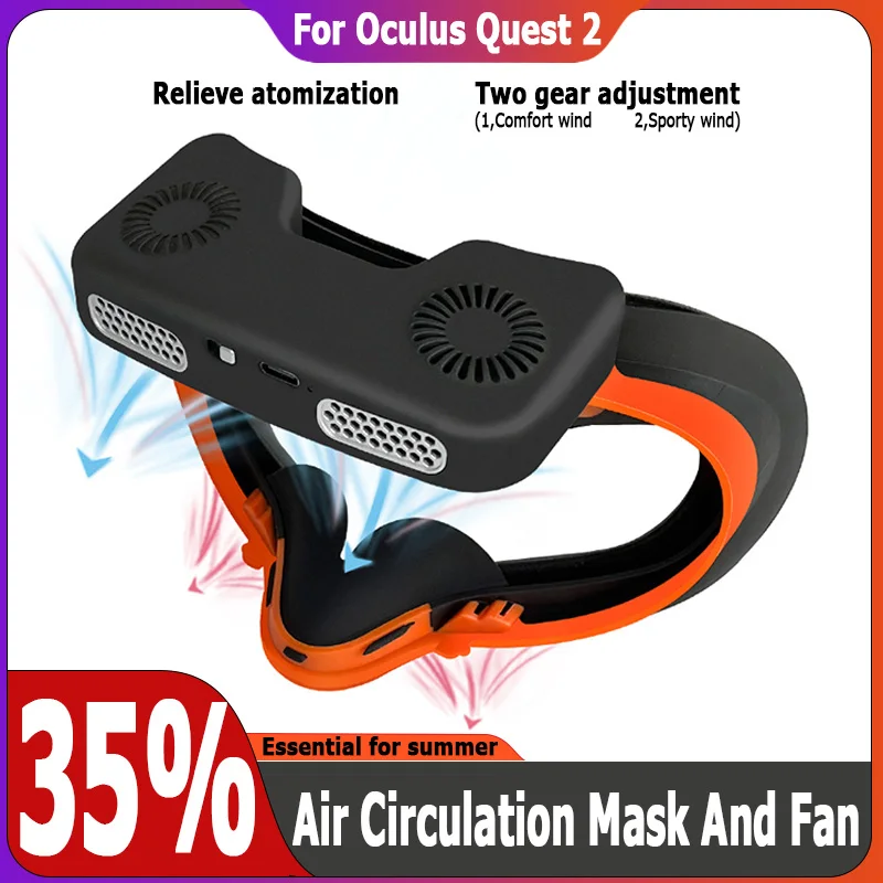 Air Circulation Mask And Fan For Oculus Quest 2 Dual drive fan Two gear adjustment Porous ventilation For VR Accessories