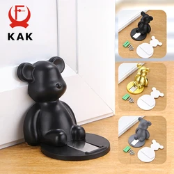 KAK Strong Magnetic Door Stopper Bear Shape Non-Punch Windproof Door Holder for Porch Kids Room Anti-collision Wall Protector