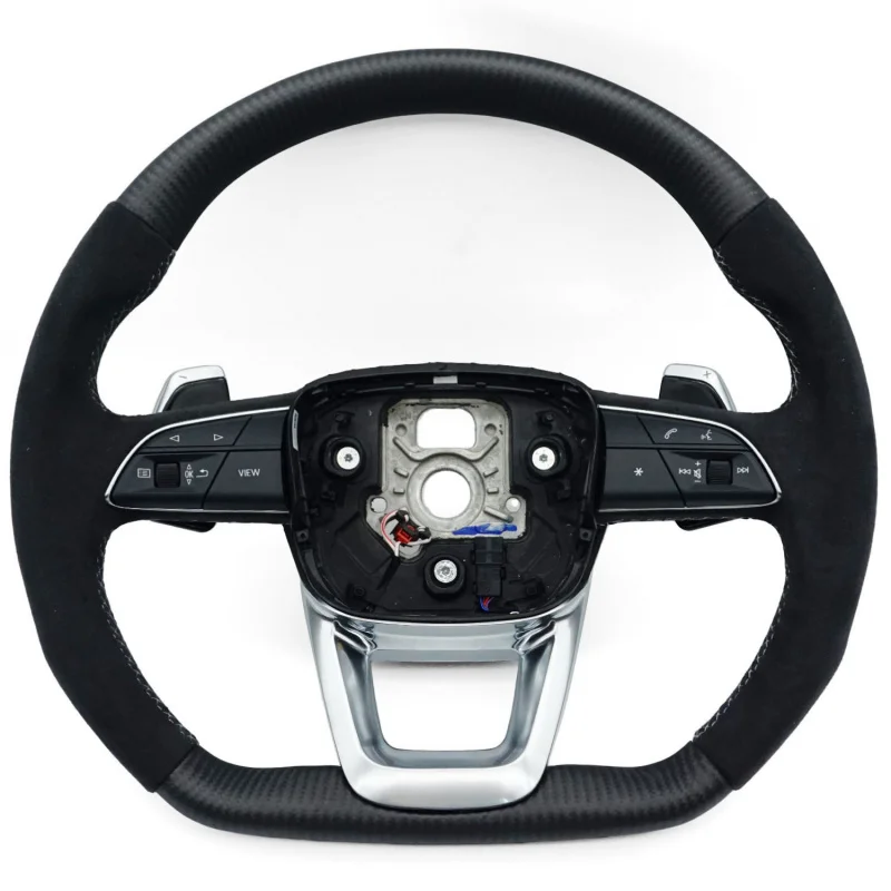 For Audi Q5L S model, matte carbon semi-suede with gray stitching, with buttons, paddle shifters
