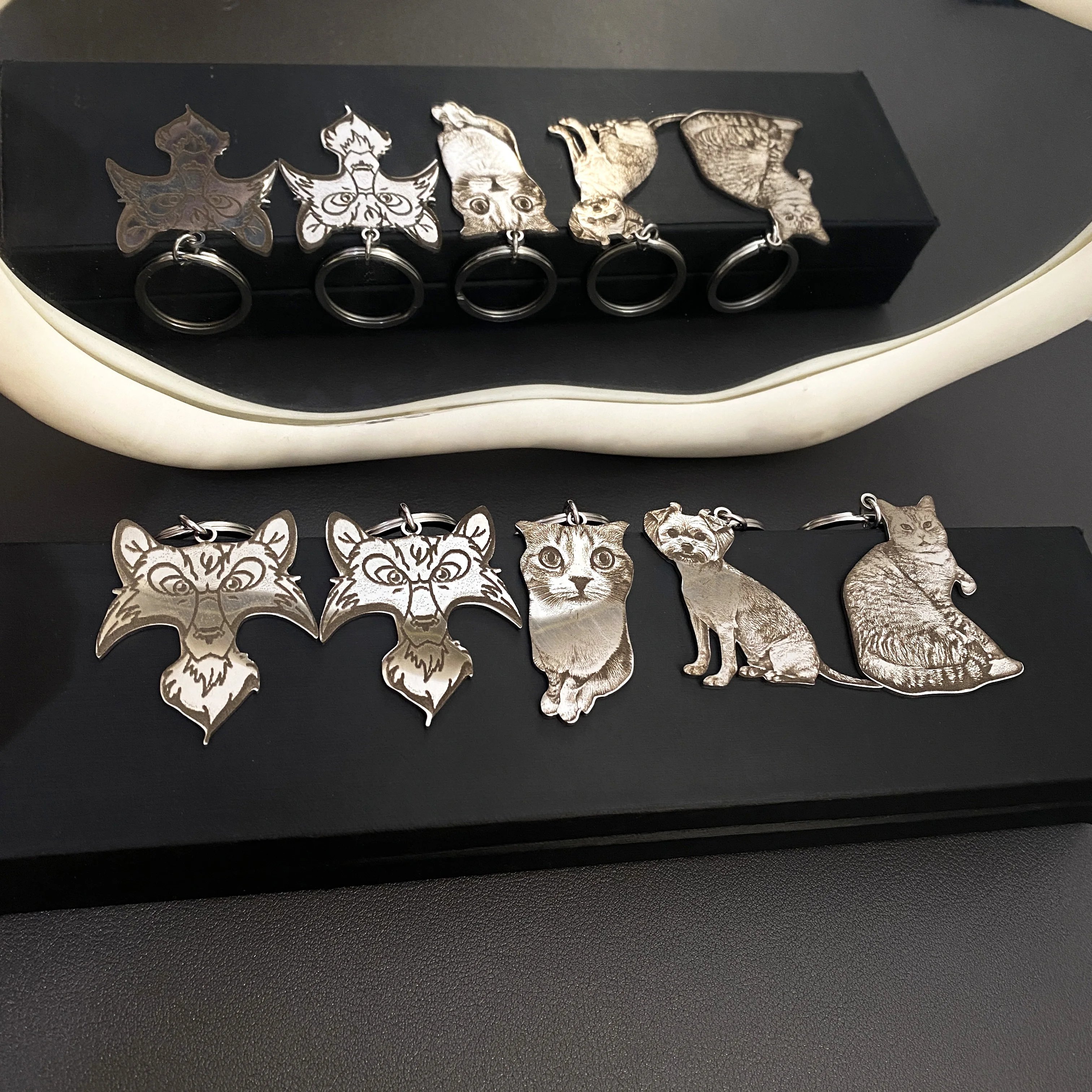 

Animal Dog Cat Pet Photo Custom Keychain Cute Stainless Steel Picture Portrait Key Ring Personalized Memory Gift for Pet Lovers