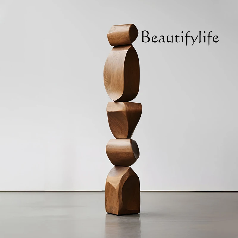 Abstract wood carving floor ornament hotel clubhouse living room porch decorative art sculpture installation