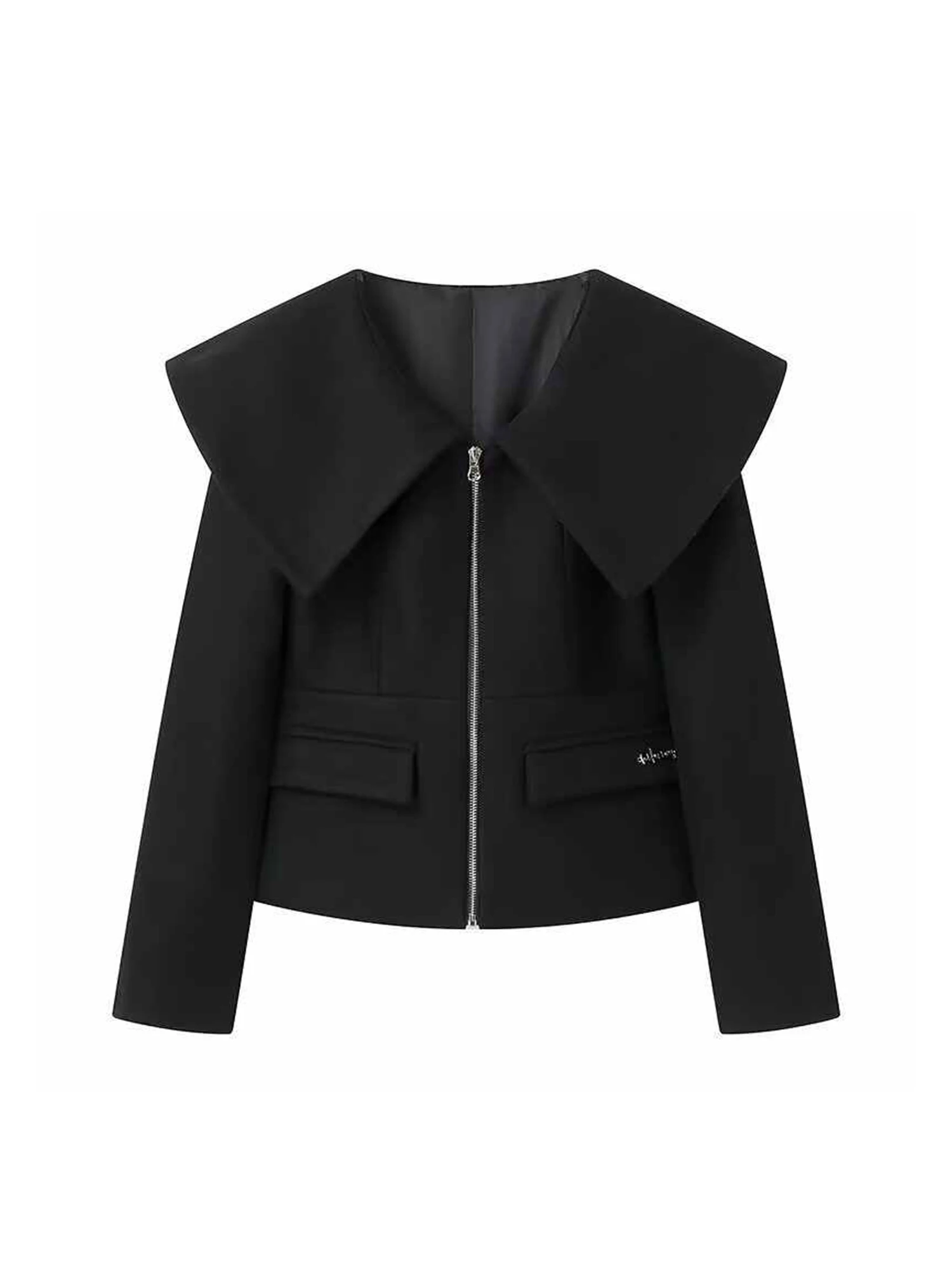 

Women's Black Gothic Cropped Jacket Coat Vintage Harajuku 2000s Emo Autumn Jacket Turn-down Collar Long Sleeve Coats Outerwear