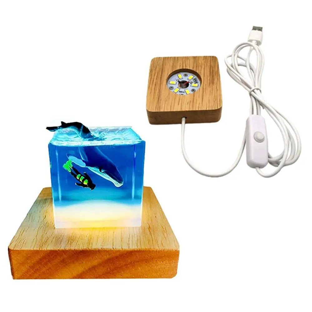

Safe USB LED Lights Crystal Glass Display Long Lifespan Lamp Base Wooden Light Base Crystal Display Holder Crystal Stand