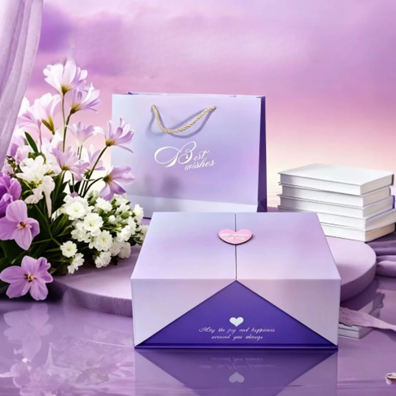 High End Flip Cover Gift Box Purple Large Cosmetic Lipstick Packaging Box Holiday Gift Razor Packaging Box for Boyfriend