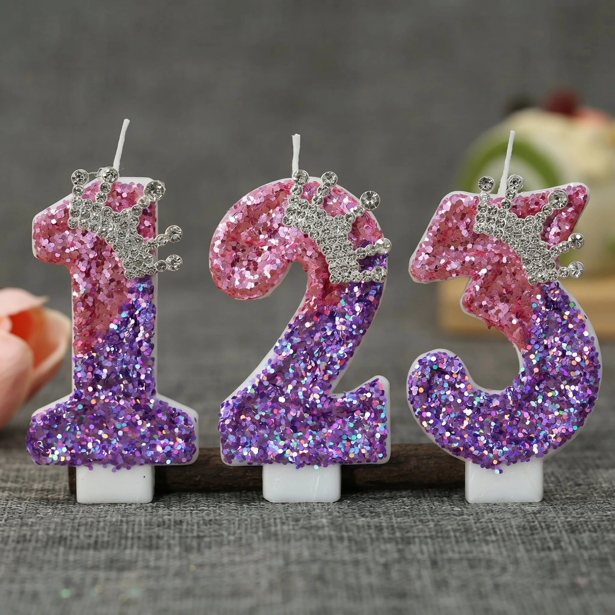 Gradyan Pembe Mor Simli Rakam  - Holiday Candle Set incelemesi ve fiyatı