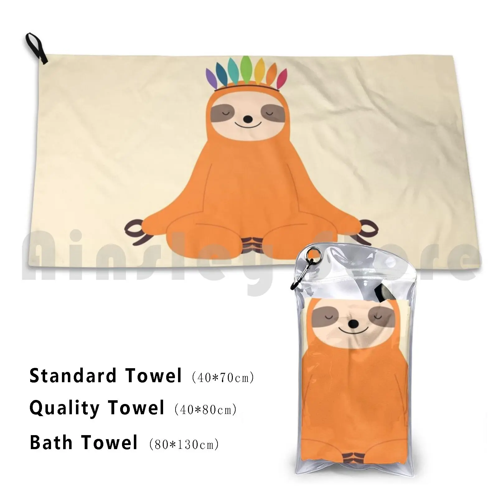 Master Of Calm Beach Towel Quick Dry Quality Towel Sloth Rainbow Life Calm Cute Yoga Smile Relax Happy Love Sport Mind