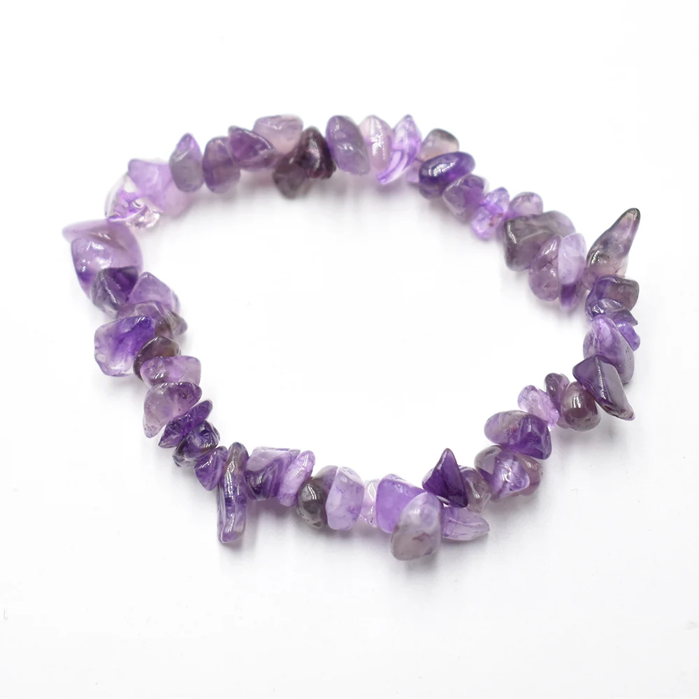Großhandel 12 Stück/Set Naturstein-Chips Achat-Armband Amethyst-Kristall-Granulat Stretch-Armbänder Reiki-Heilgeschenke 19cm – Detail 4