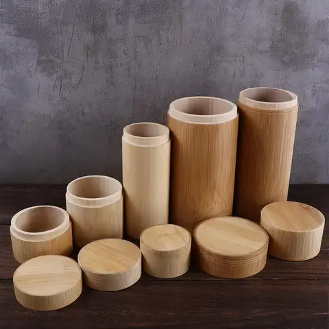 Supporto portatile ecologico fatto a mano in bambù con contenitore per scatola di immagazzinaggio per contenitori di tè con coperchio