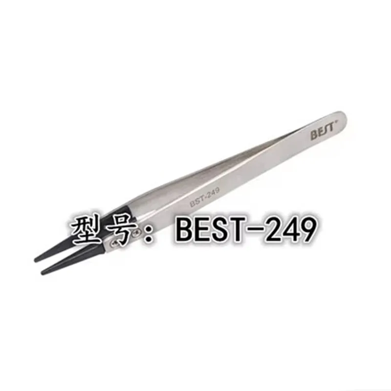 1PCS Best antistatic tweezers Replaceable head plastic lead dimension oblate head tweezers Stainless steel handle