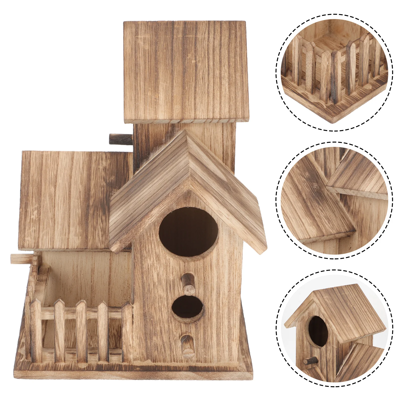 Wood Parakeet Nest Hanging Nesting Cottage Bird Feeders Parrot House Outdoor Free Standing Wooden