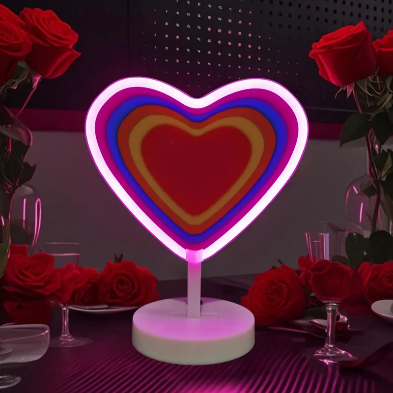 

Tiki Heart Neon Sign LED Light Battery/USB Powered Pink Neon Lamp with Holder Base Room Table Lights Nightlight Decor 401