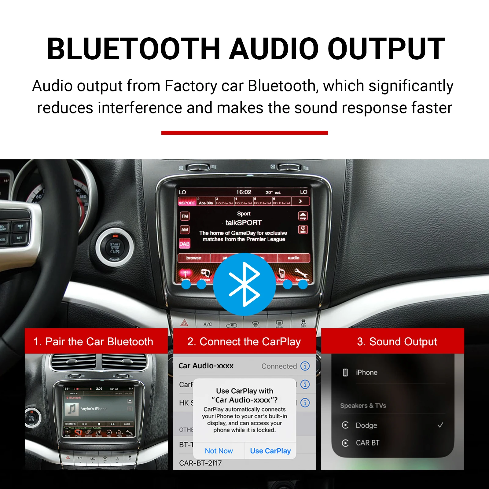 Wireless CarPlay & Android Auto Retrofit Decoder Box for Dodge Challenger Journey Charger Durango – OEM 8.4" Screen Upgrade view 5