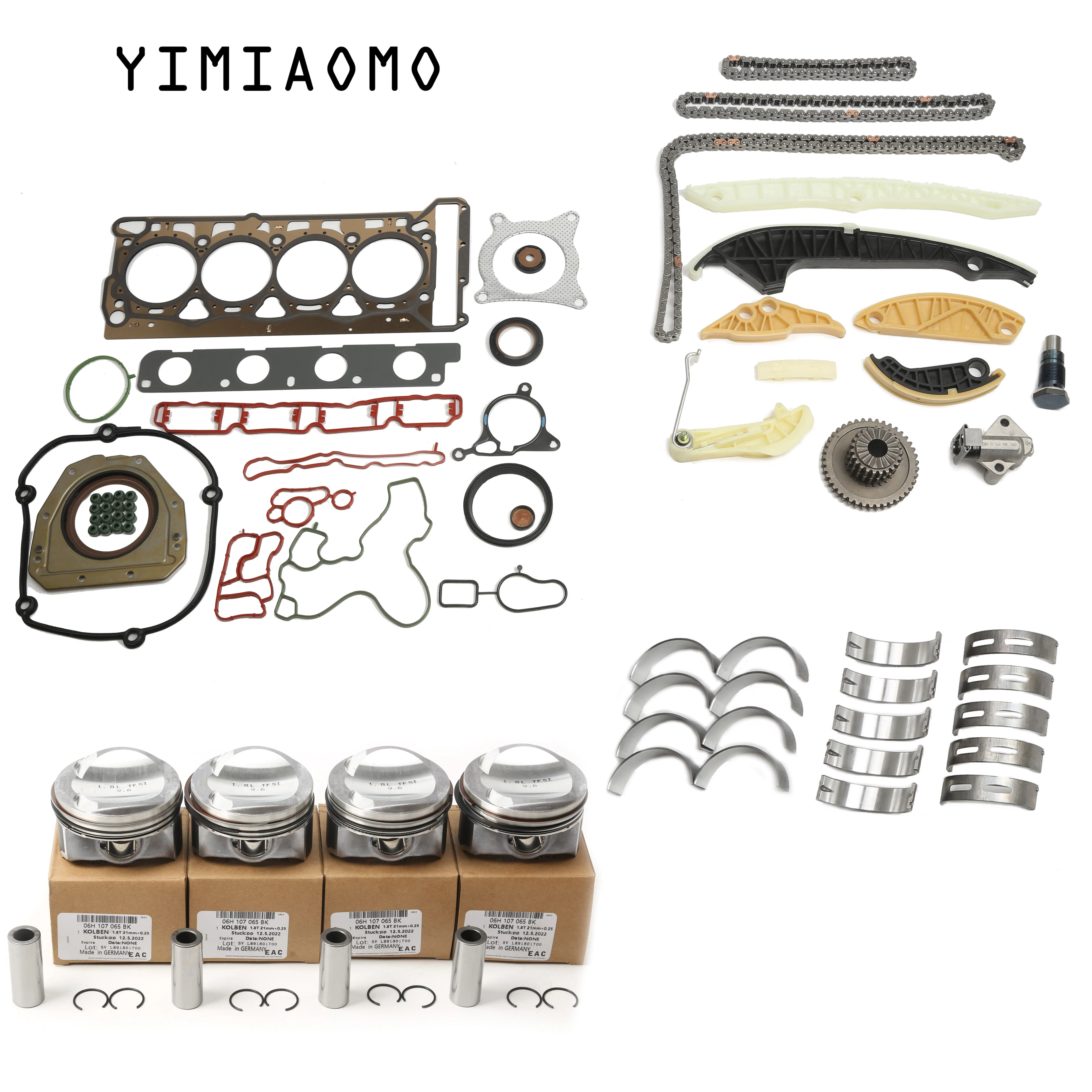 06H105701F Engine Repair Kit Piston+0.25MM Bearing Bush Timing Kit For Audi A3 A4 TT  for vw