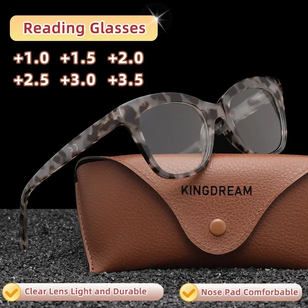 KINGDREAM Cat Eyes Frame Reading Glasses Fashion For Men Women Presbyopia Eyeglasses With Diopters+1.0+1.5+2.0+2.5+3.0+3.5