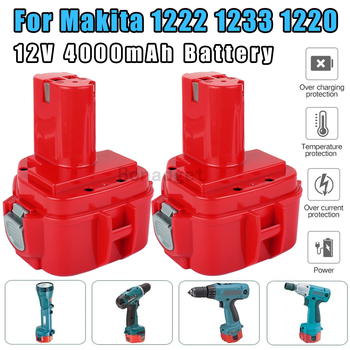 Bonadget 12V 4000mAh Für Makita PA12 Batterie Ni-Mh 1200 1220 1201 1222 1233SA/B1235 192681-5 cordless Tools Ersatz Batterie