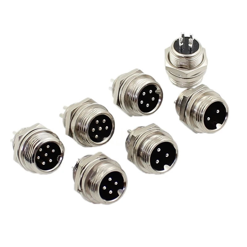 GX12 موصل ذكر من خلال الجدار 2-7 نواة، موصل ذكر مثبت على الحائط مع صامولة وحشية #4