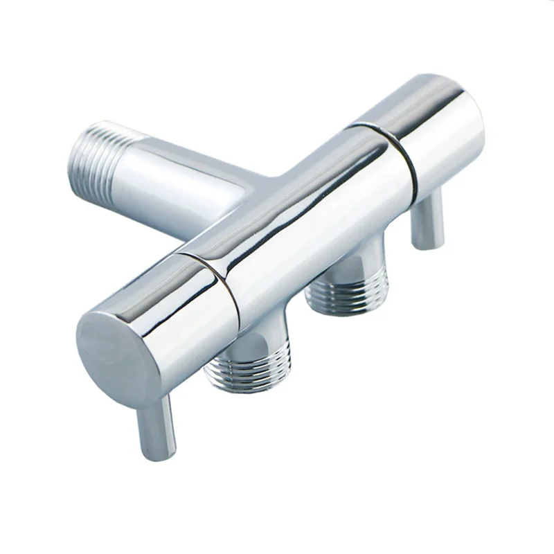

Bathroom Dual Control Stainless Steel Three Way Tap Sink Faucet Washing Machine 2 Way Angle Valve G1/2"