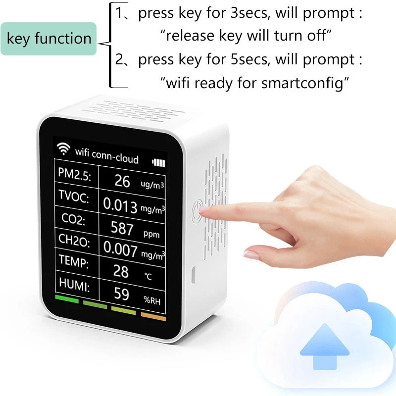 Monitor de calidad del aire WiFi Tuya, medidor de CO2, 6 en 1, PM2.5, PM10, HCHO, TVOC CO, Detector de Gas, probador de dióxido de carbono