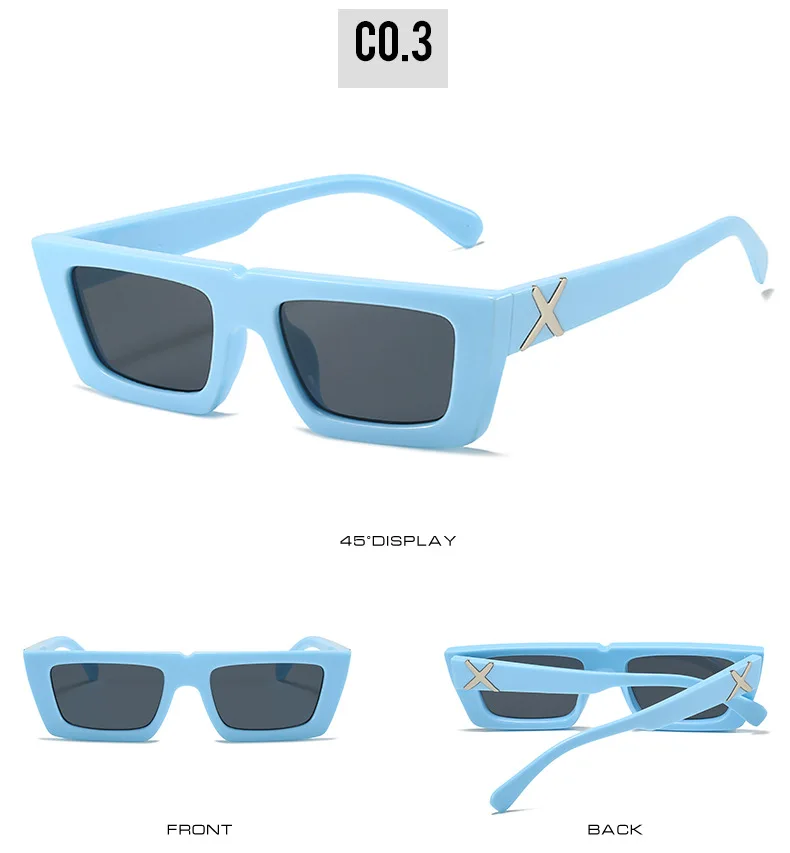 Kleine quadratische Sonnenbrille mit personalisierten Bügeln, X-Modellierung, für Damen und Herren, UV-Schutz, für den täglichen Gebrauch und Streetwear – Detail 9