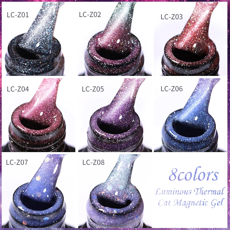 Lilycute Thermische Kat Magnertic Lichtgevende Gel Nagellak Glow In Dark Temperatuur Kleur Veranderende Reflecterende Nail Art Gel Lak