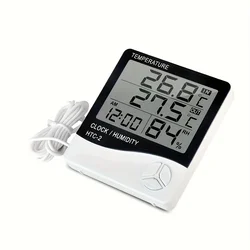 1pc  HTC-2 Smart Electric Digital Hygrometer Thermometer - Weather Station Clocks Outdoor - LCD Electronic Humidity Meter