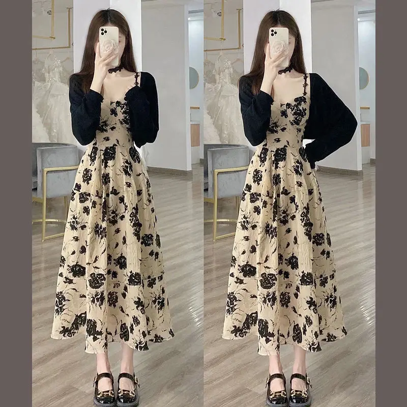 Summer New Dress Matching Set Women\'s Fashion Sunscreen Shirt Top+Strap Skirt Two Piece Korean Elegant Dresses Suit