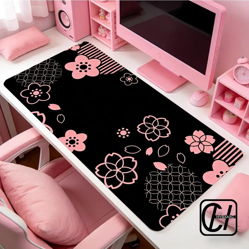

Sakura Pink Cherry Blossoms Japanese Pattern Mouse Pad non-slip Gaming HYBXXC Gamer E-Sports Game Mechanical Keyboard XXL Mat