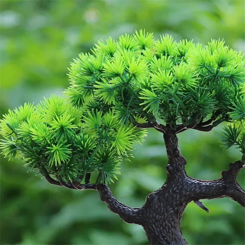 Artificial Flower Bonsai Green Plant Zen Simulated Tree Pine Potted Flower Pot Desktop Decoration Fengshui Decor Plant Viewing