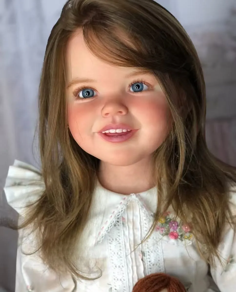 44in Finished Painted Toddler Girl Reborn Doll Kit Smile Face Rooted Hair Gift